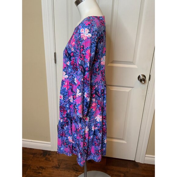 Lilly Pulitzer Birds Eye View Gemma Blue Pink Swing Dress, Size M - Picture 3 of 5